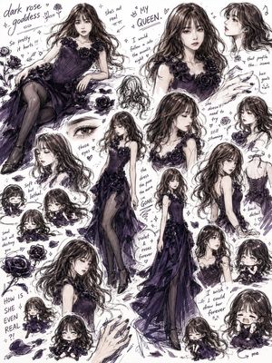 暗黑玫瑰女神素描本拼贴画