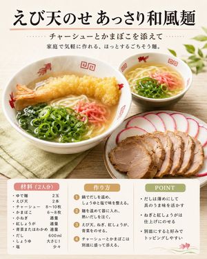 日式天妇罗面条食谱卡片