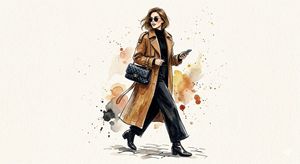 水彩风衣时尚插画