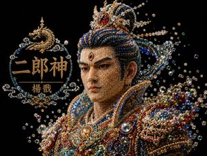 珍珠光泽二郎神半身像
