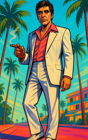 复古迈阿密 GTA 风格角色海报