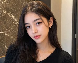 带遮挡的混血美女肖像