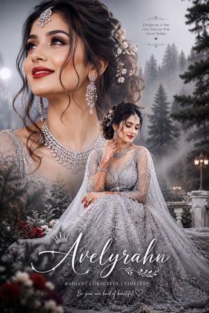 银色 Lehenga 新娘肖像