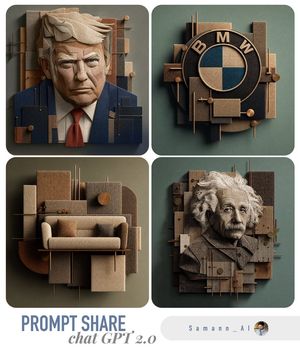 3D 织物艺术提示词分享拼贴画