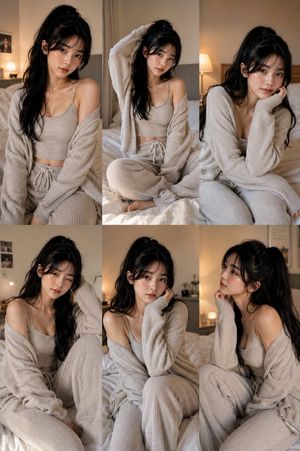 东亚女性生活方式拼贴画