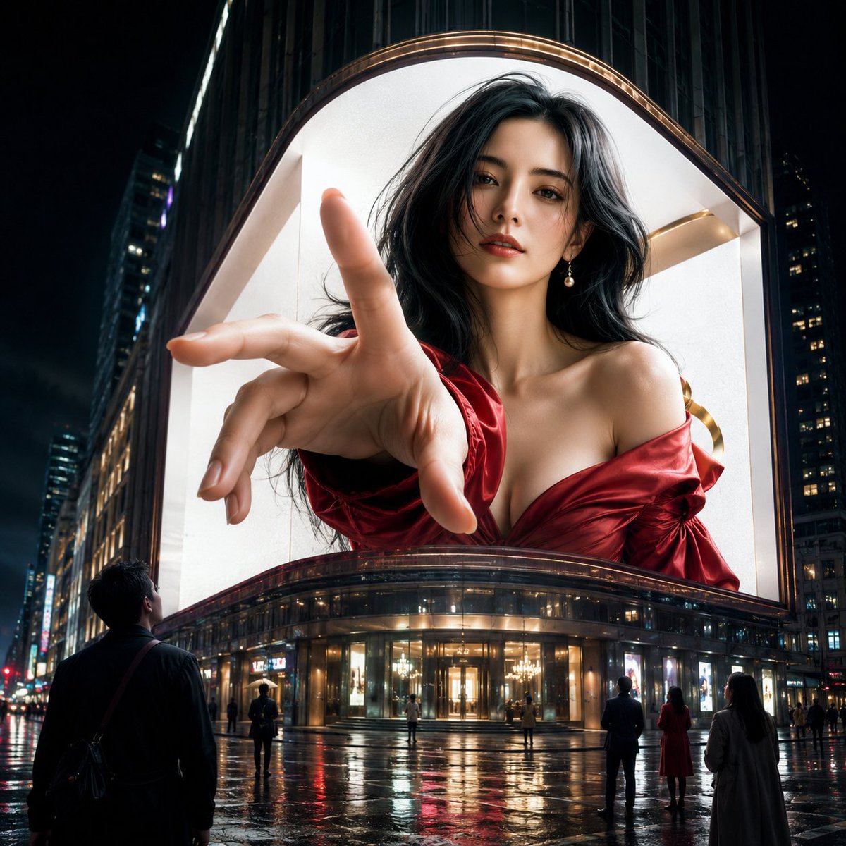 变形 3D 时尚模特广告牌