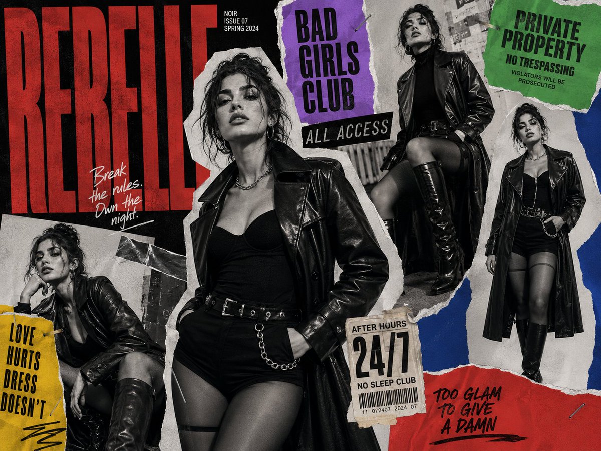 Noir Fashion Collage Poster