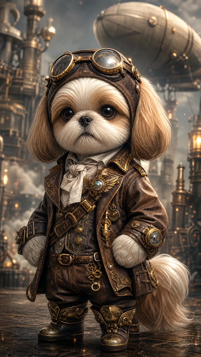 Steampunk Shih Tzu Airship Pilot