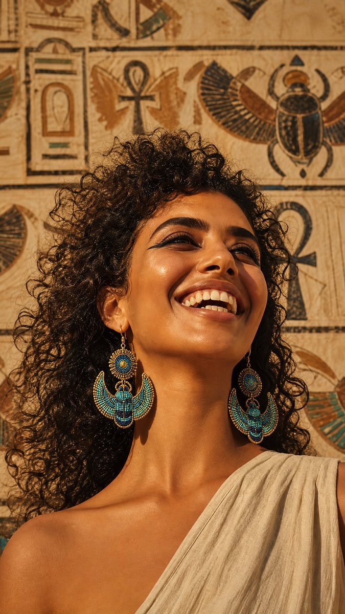 Egyptian Scarab Earring Portrait