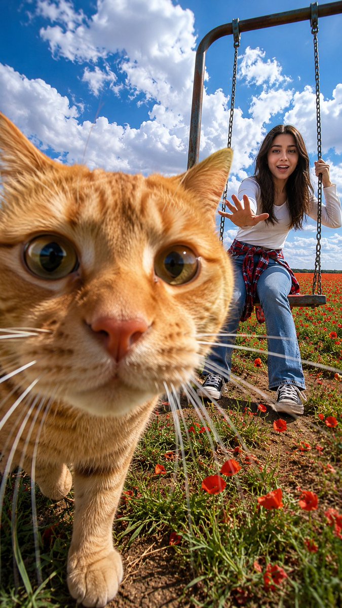 花海中的“猫咪乱入”摄影
