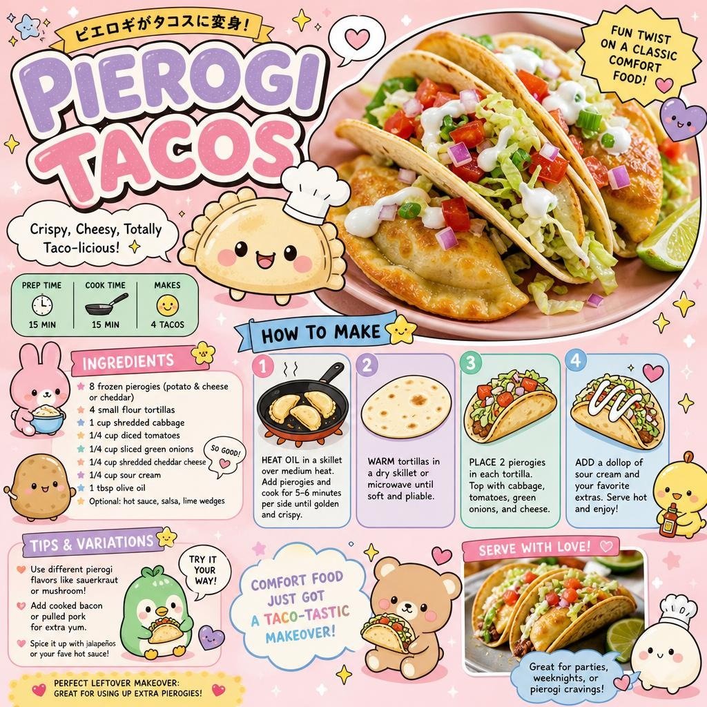 Infographic / Edu Visual - Kawaii Pierogi Tacos Recipe Poster
