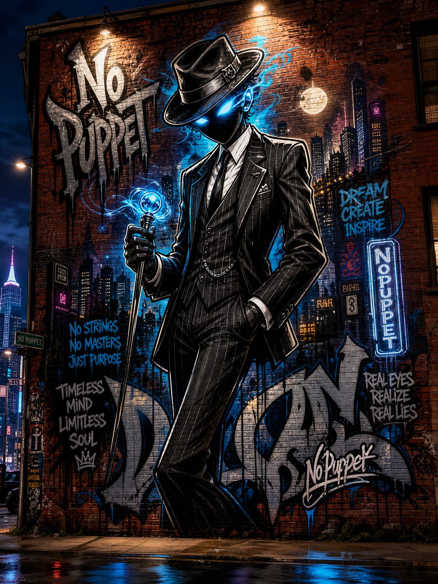 Social Media Post - No Puppet Noir Graffiti Mural