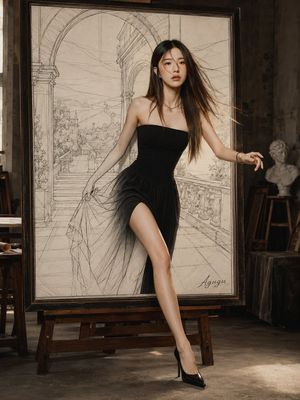 走出素描画的女性