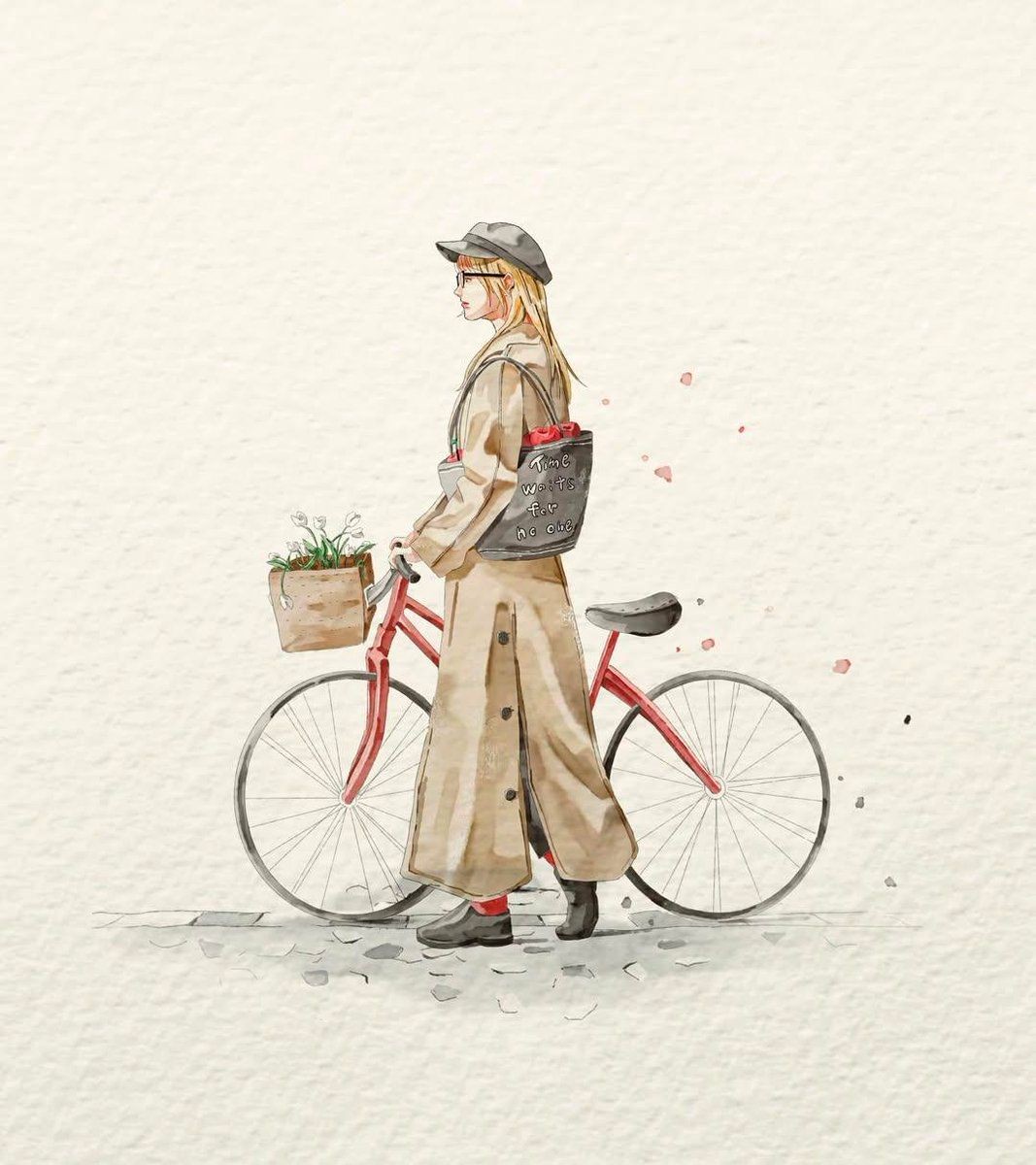 Product Marketing - Watercolor Fashion Illustration with Bicycle