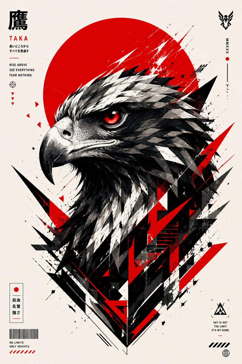 Game Asset - Geometric Wolf Head Japanese Poster