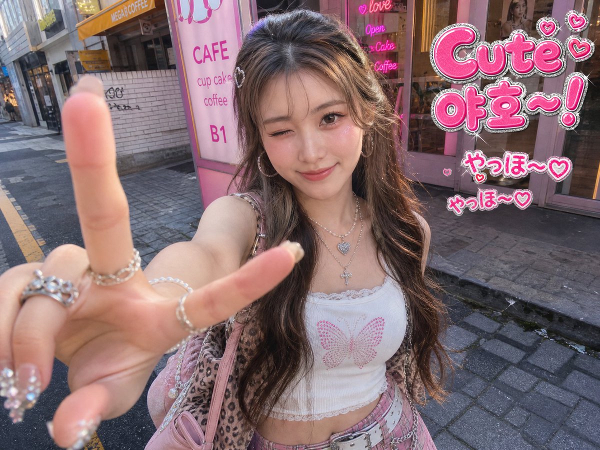 千禧年辣妹咖啡馆自拍
