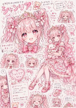 粉色公主偶像角色拼贴画