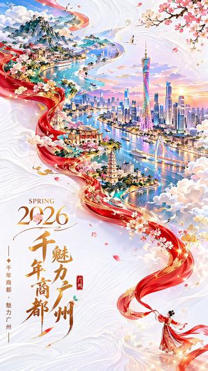 广州春节双重曝光海报