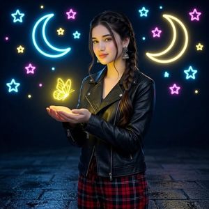霓虹蝴蝶夜色肖像