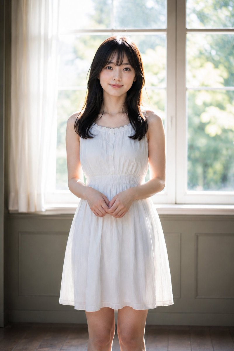 室内窗边背光人像