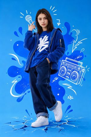 混合媒介街头艺术肖像