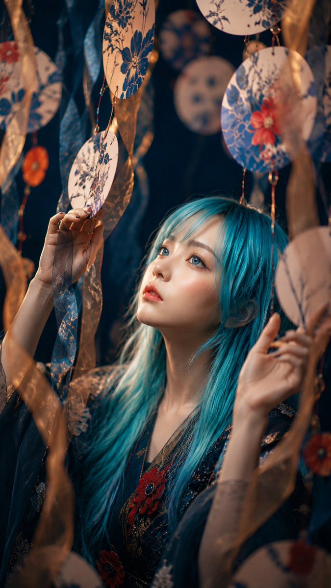 Blue-Haired Festival Installation Portrait