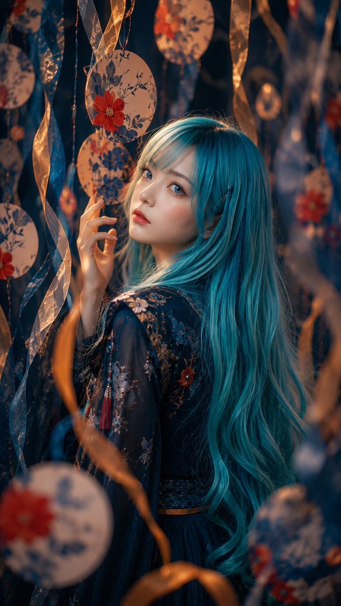 Blue-Haired Festival Installation Portrait