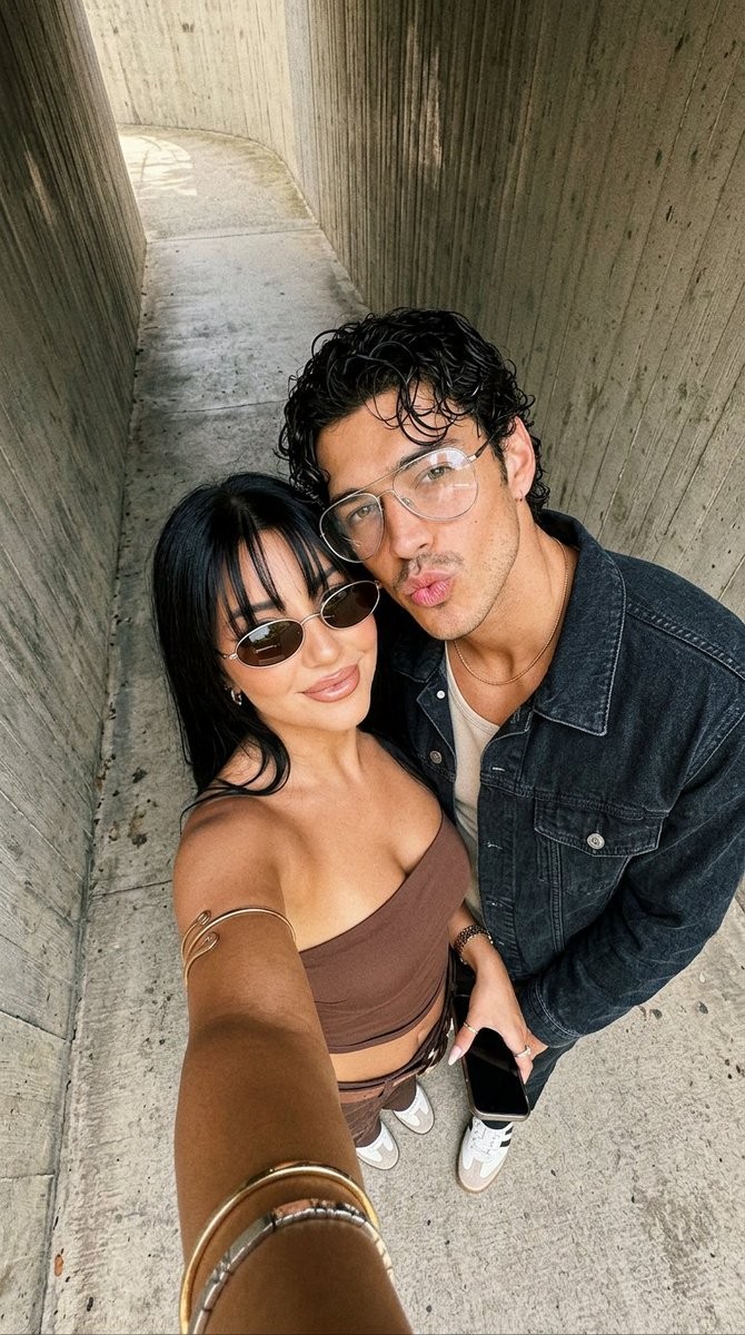 Top-Down Street Fashion Couple Selfie