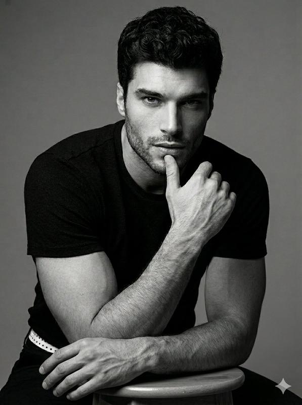 Black and White Male Studio Portrait