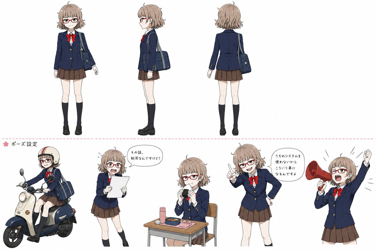 动漫女高中生角色参考图