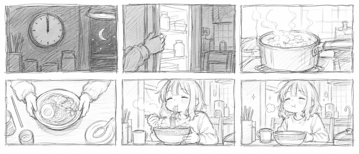 铅笔素描故事板草图