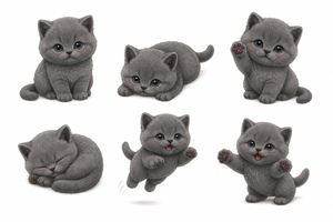 灰色小猫表情包贴纸预览图