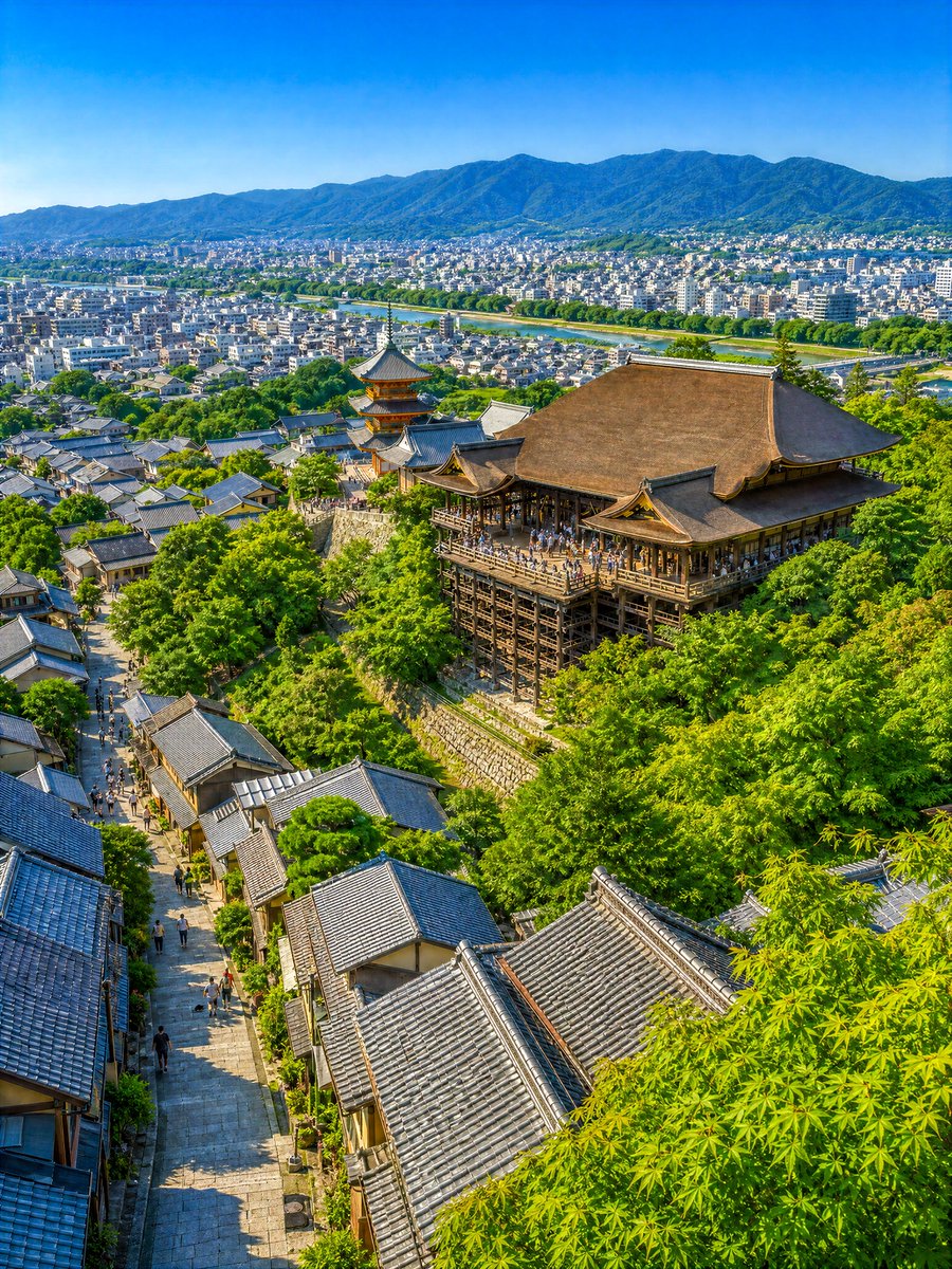 夏季京都寺庙俯瞰图