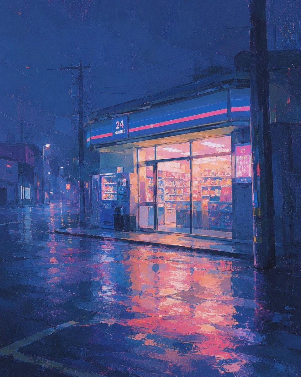 Rainy Night Convenience Store