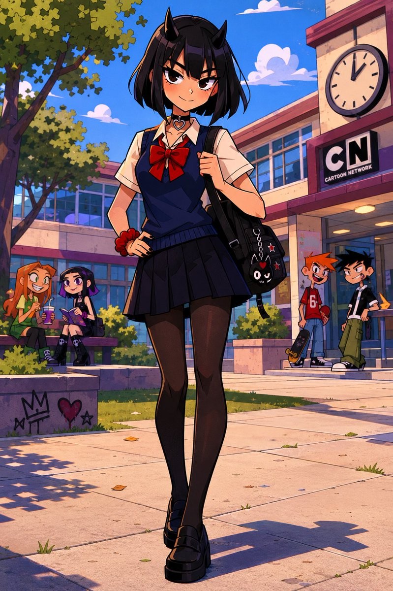 Demon Schoolgirl Anime Scene