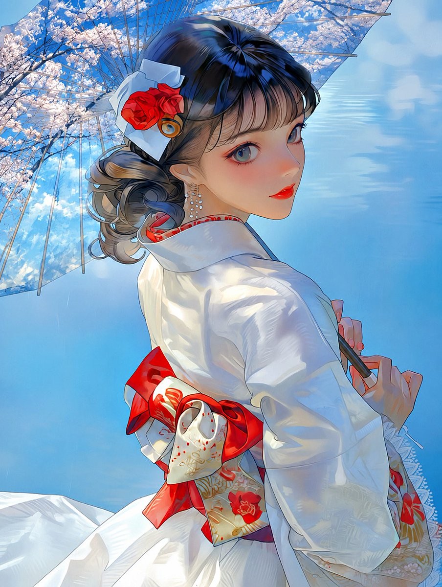 Kimono Umbrella Double Exposure
