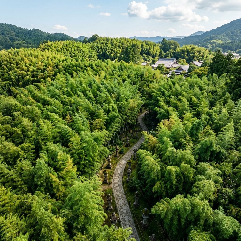 Aerial Bamboo Grove Landscape