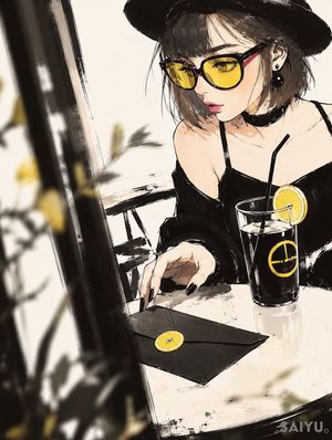 “未寄出的信”咖啡馆插画