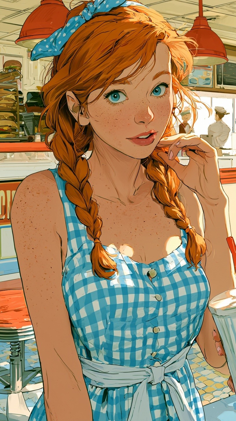 Woman in a Burger Restaurant