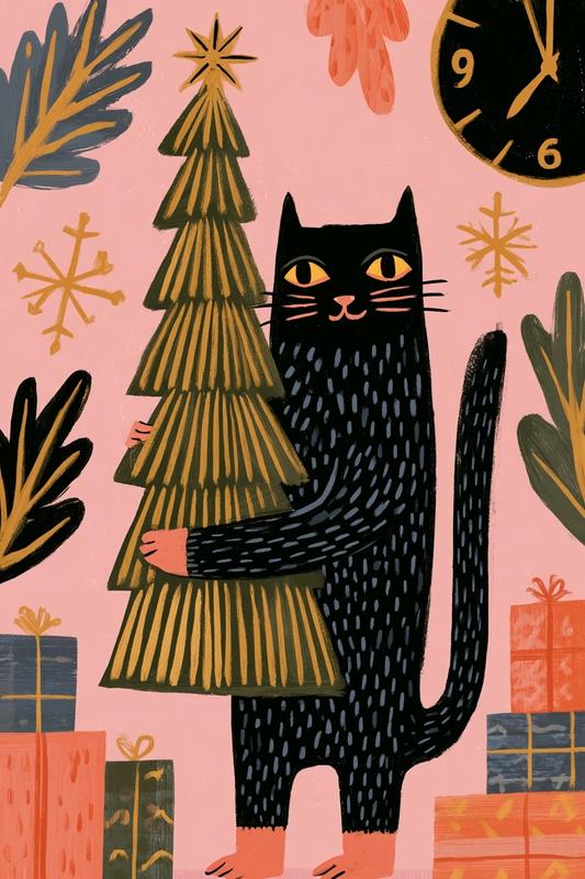 Cat with Christmas Tree
