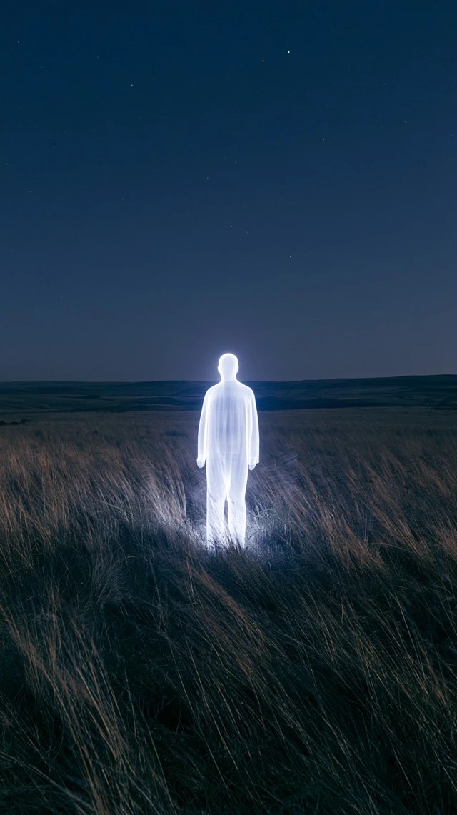 Light Silhouette in the Night Sky