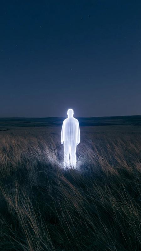 Light Silhouette in the Night Sky