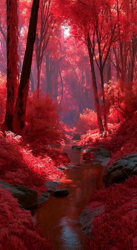 Peaceful Red Forest