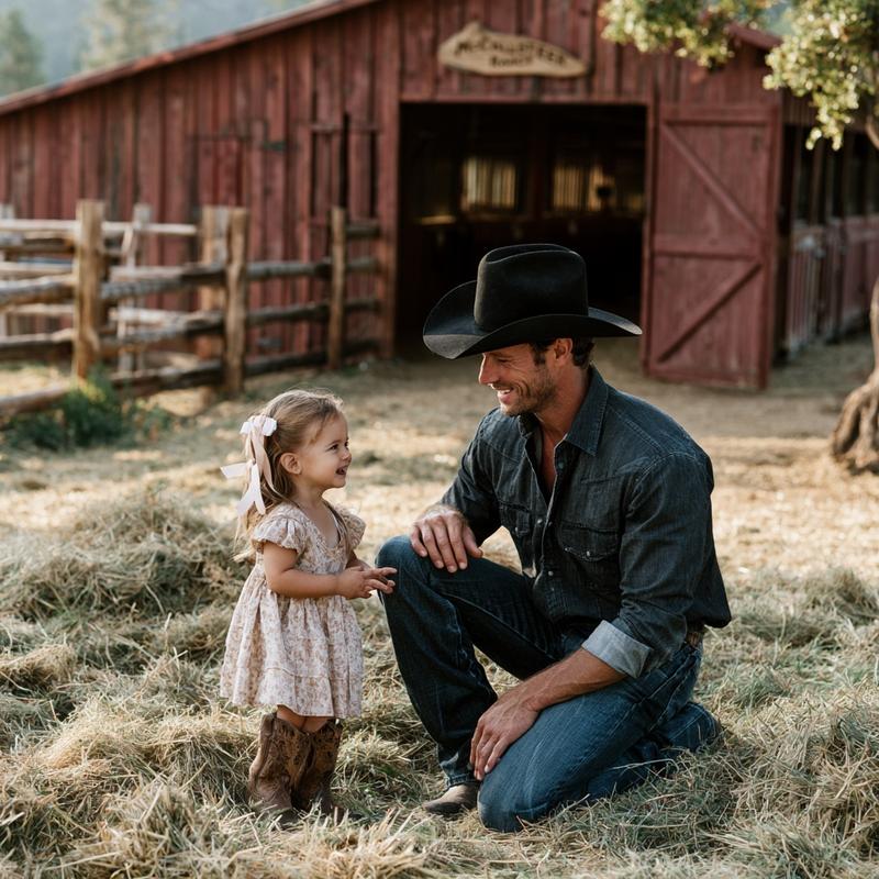 Modern Cowboy with Daughter