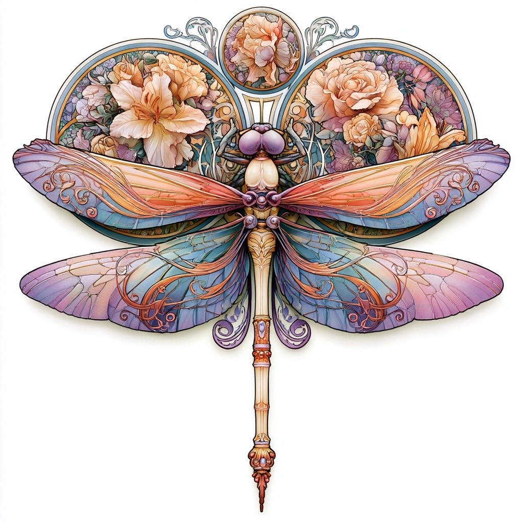Dragonfly in Mucha Style