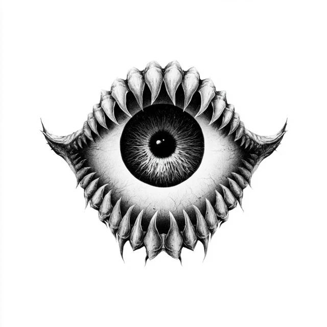 Evil Eyeball Surrounded by Teeth