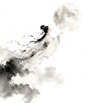 中国传统水墨画风格嫦娥