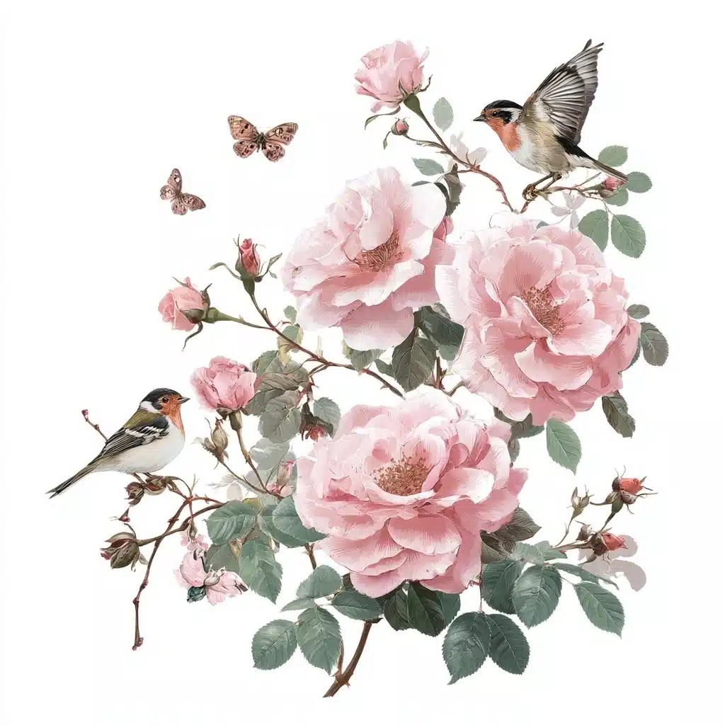 Sticker-Style Rose Garland