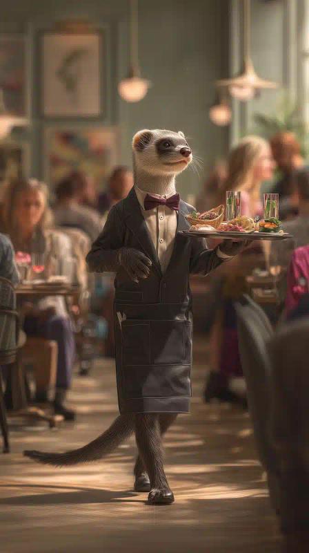 Hyper-Realistic Weasel Waiter