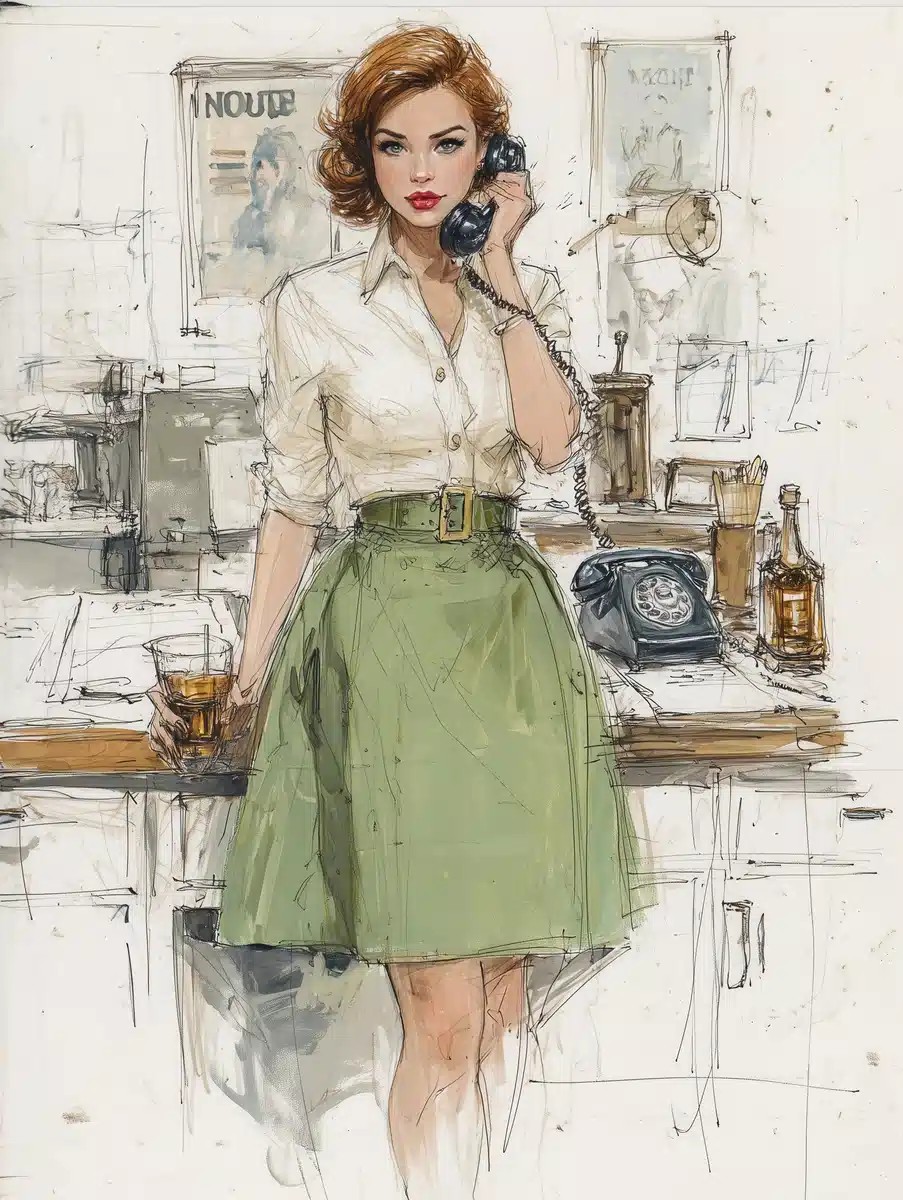 Fashion Sketch Redhead Office Queen